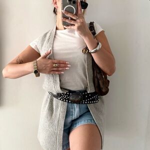 Max Studio Merino Wool Blend Cardigan Vest Sweater